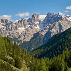 Monte Cristallo in der Abendsonne, er ist mit einer der beeindruckendsten Gebirge in den Dolomiten.