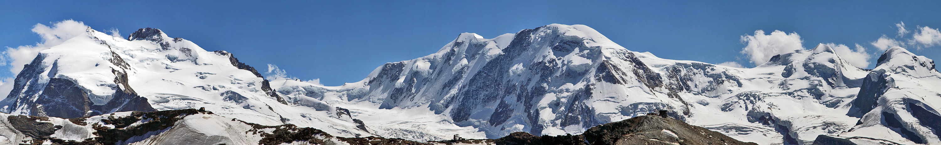 Monte Rosa bis Polux , große Berge vom Unterrothorn aus ca. 3100m  betrachtet