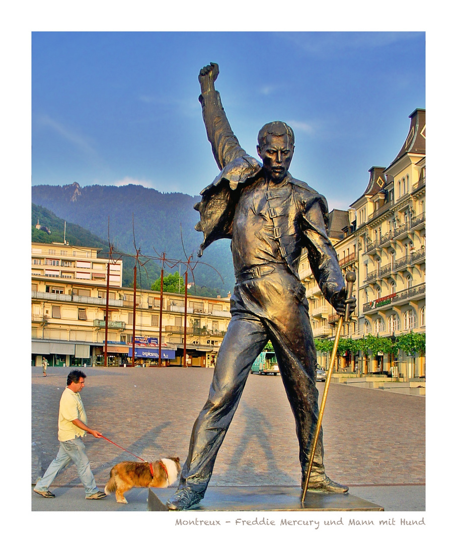 Montreux - Freddie Mercury und Mann mit Hund