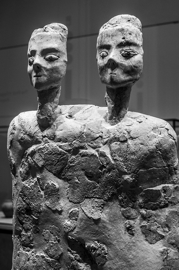 Monumental statue with two heads, Louvre Abu Dhabi UAE