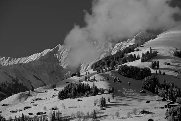 moody winter in the swiss alps