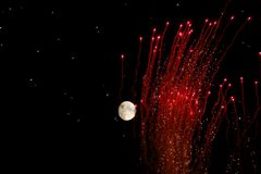 moon and fireworks