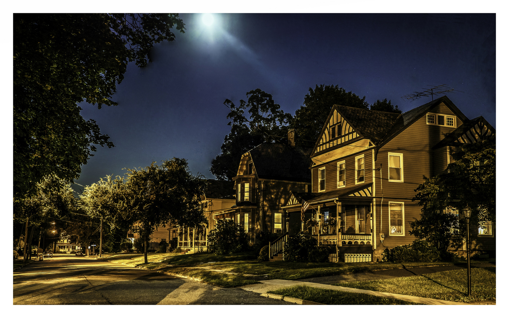 Moon-lit Small-Town Street