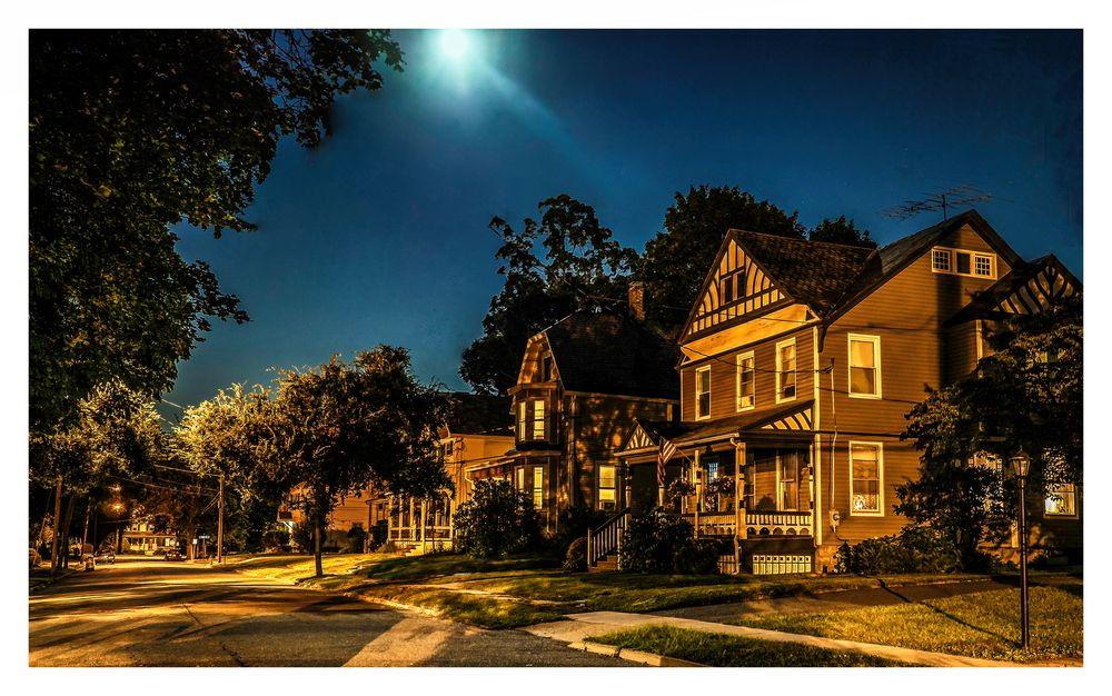 Moon-lit Small-Town Street