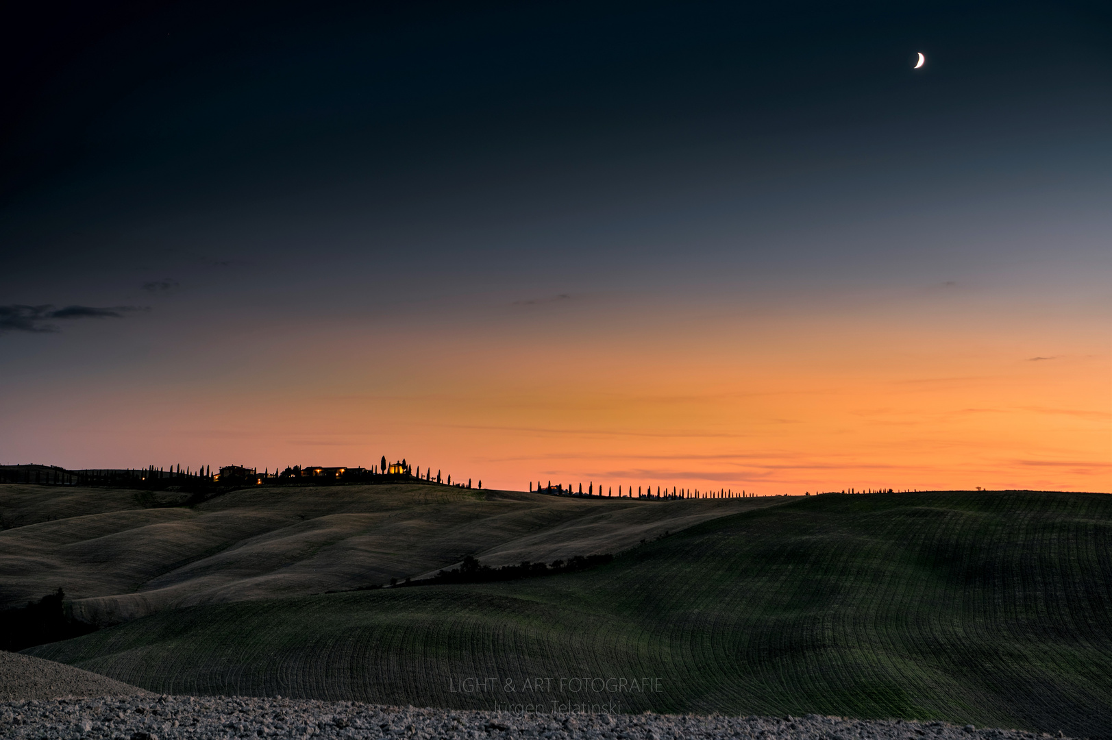 Moon meets cypress - Tuscany Evening