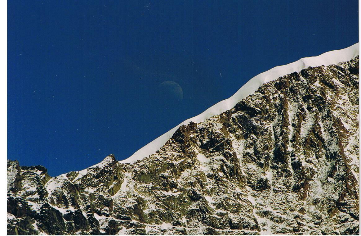 Moon over Berninagrat/Swiss Alps