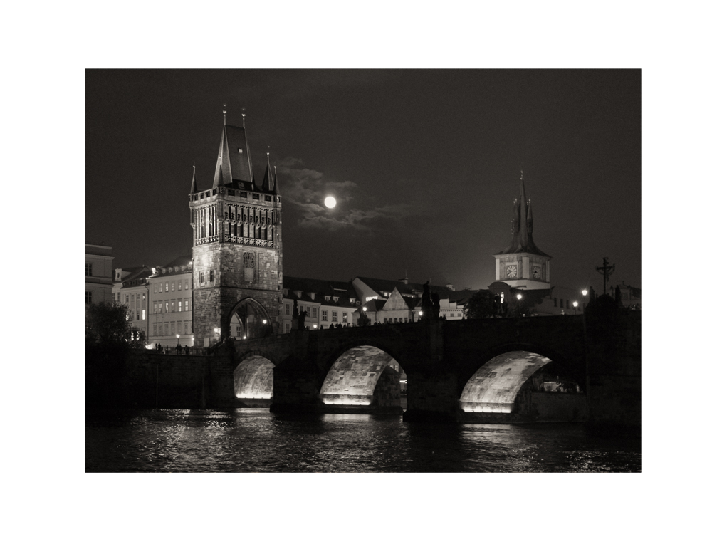 Moon over Charles Bridge