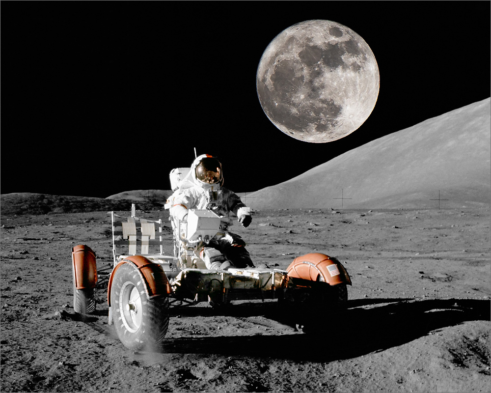 Moon over Lunar Rover