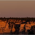 moonrise by sunset over the grand canyon