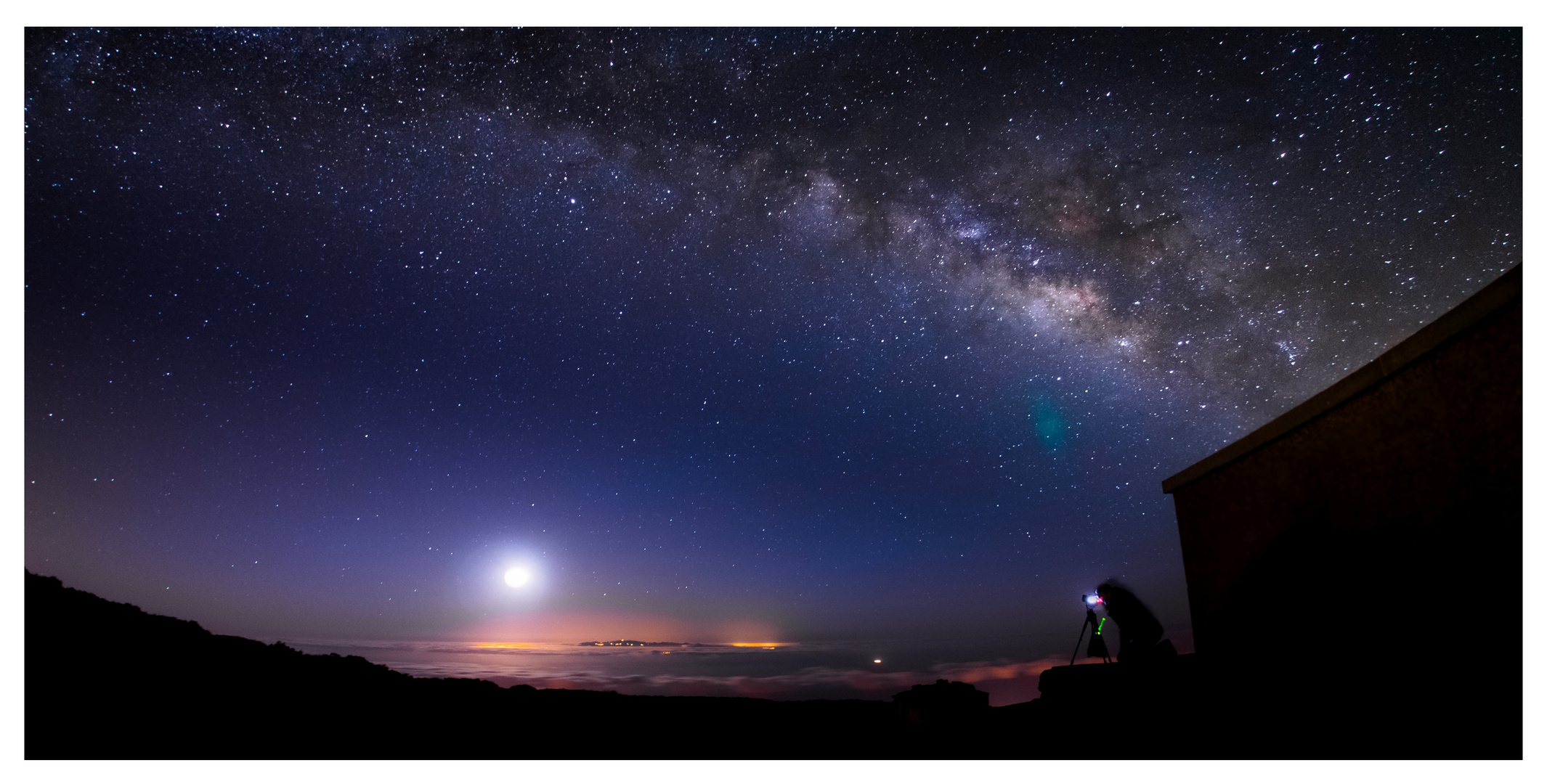 Moonrise under the Milky Way