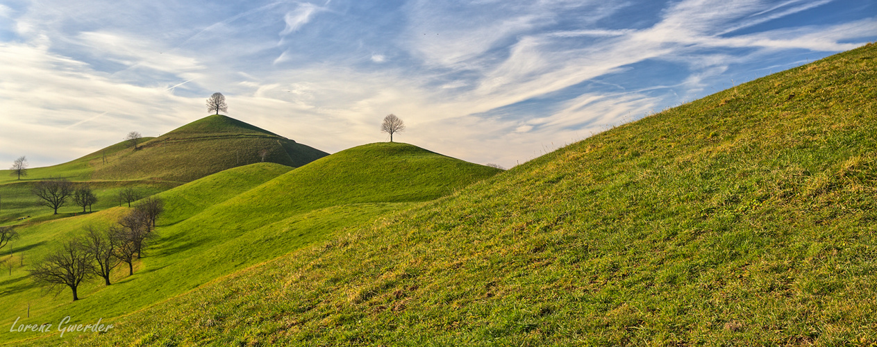 Moränenlandschaft im Dezemberlicht