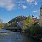 Morgen an der Mur mit Uhrturm Graz