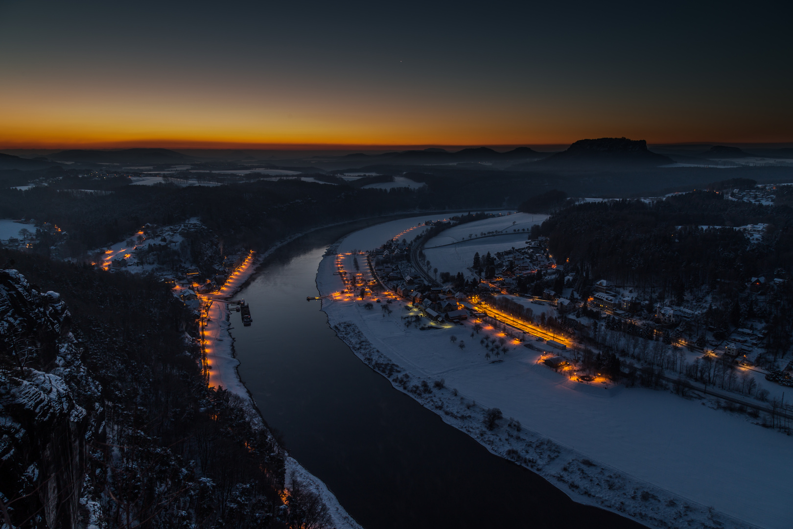 Morgendämmerung in der sächsischen Schweiz