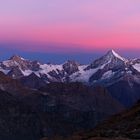 Morgendämmerung mit Zinalrothorn, Schalihorn, Weisshorn und Bishorn