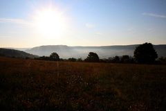 Morgendliche Herbstwiese am Saaletal bei Jena