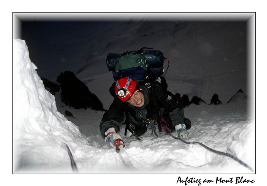 Morgendlicher Aufstieg am Mont Blanc