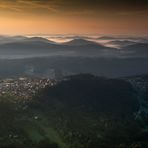Morgendlicher Blick auf Finsterau im Bayerischen Wald