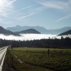 Morgendlicher Nebel in den Alpen