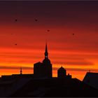 Morgenhimmel über der Hansestadt Stralsund