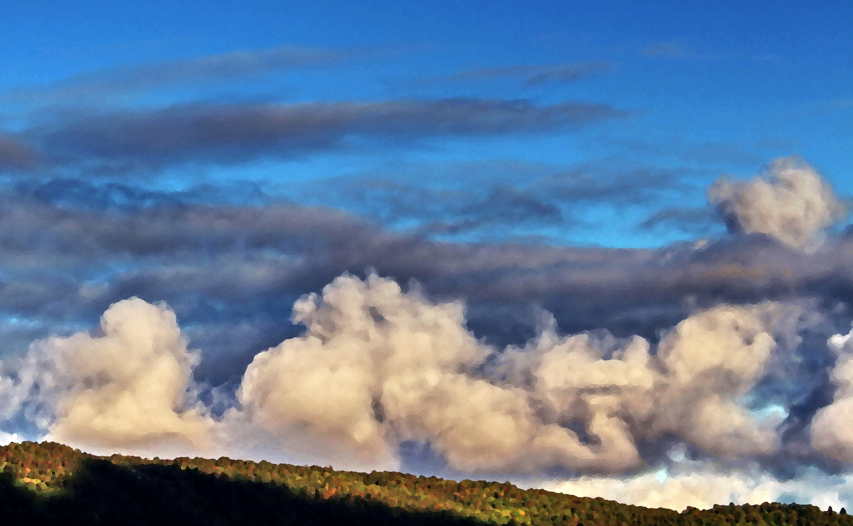 Morgenhimmel über der Landschaft von Bergen