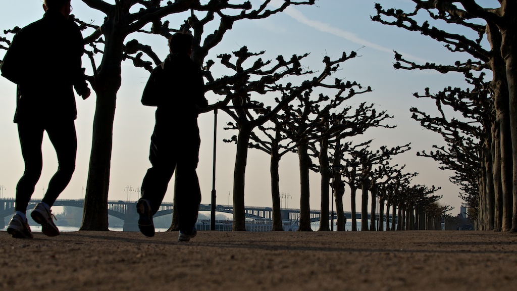 Morgenlauf auf der Rheinpromenade