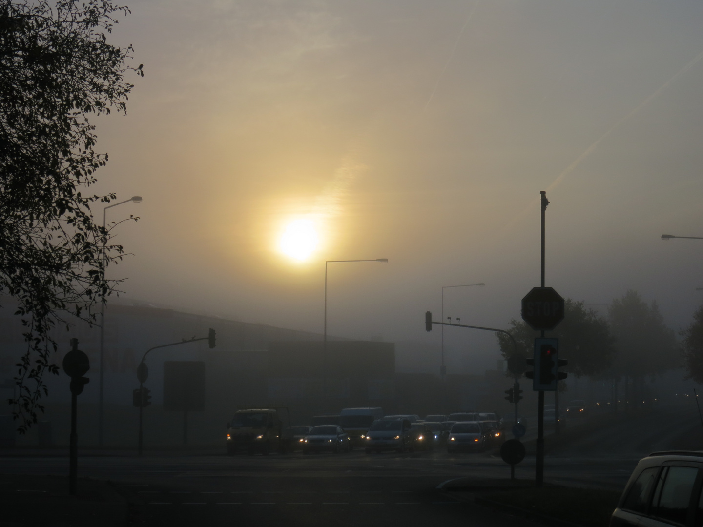 Morgenlicher Stau an Ampel