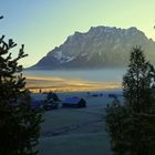 Morgennebel am fuße der Zugspitze