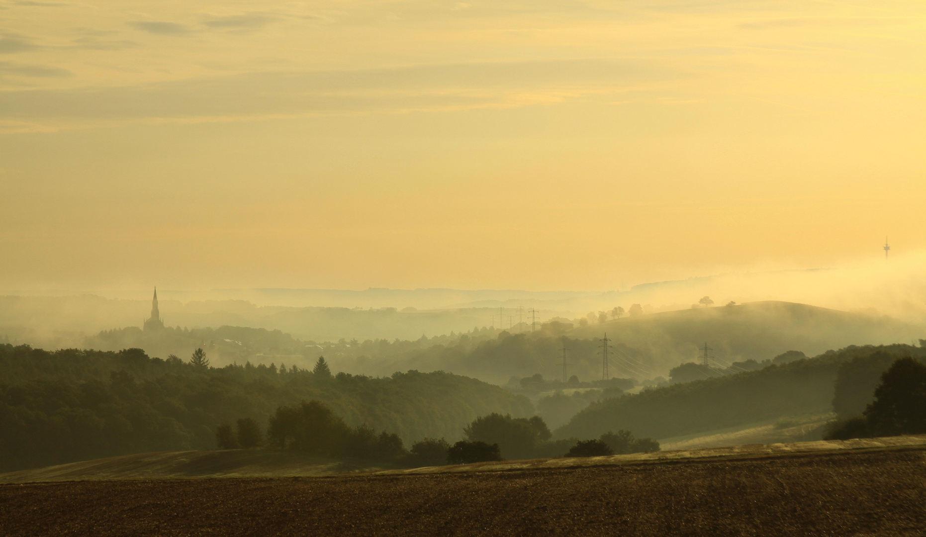 Morgennebel über dem Naheland bei Bad Kreuznach