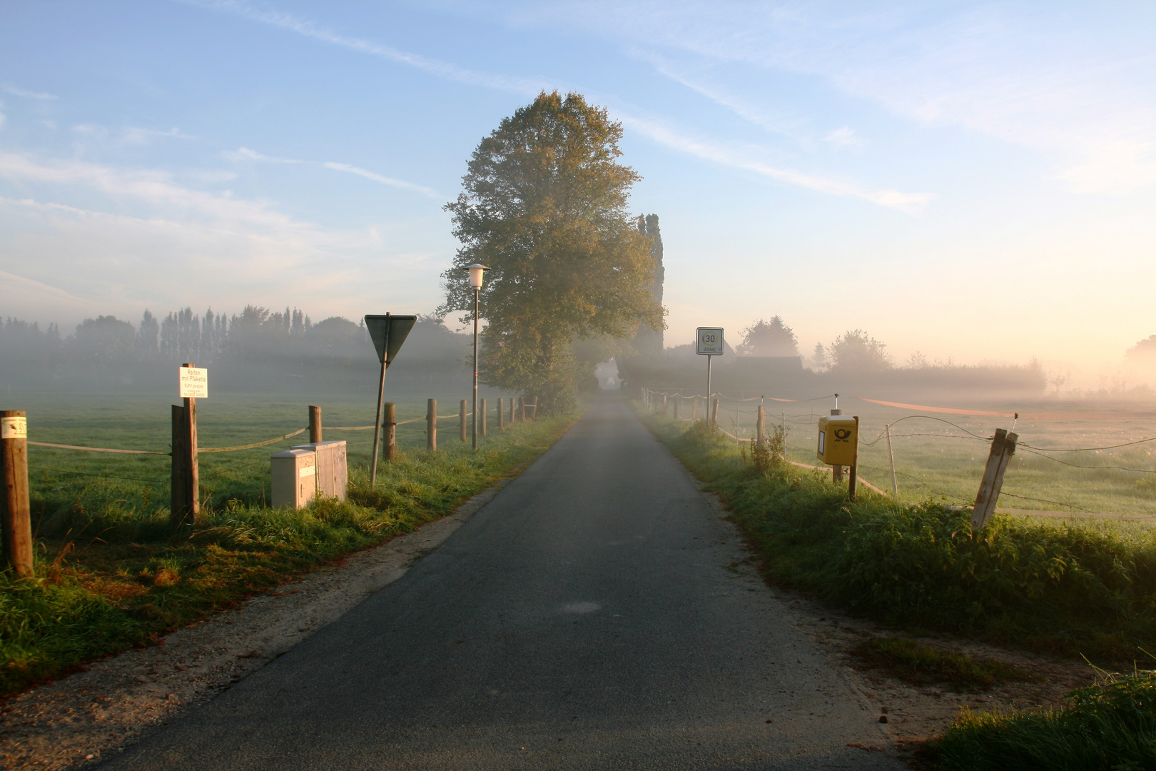 Morgennebel über der Siedlung