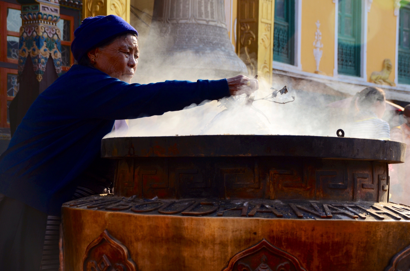 Morgenritual an dem Bodhnatstupa