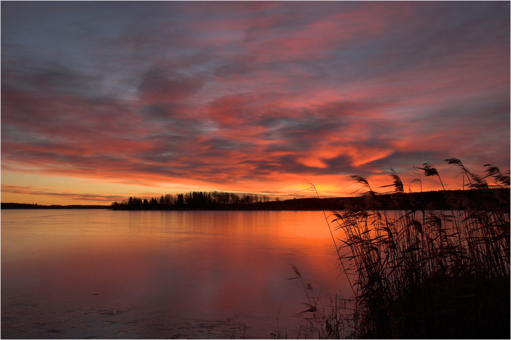 Morgenrot am Näsbysjön