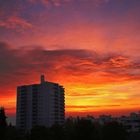 Morgenrot im Stadtgebiet