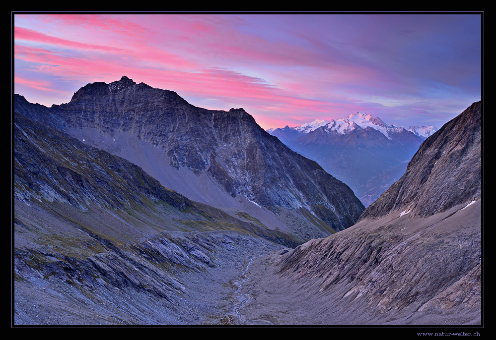 Morgenrot über dem Baltschiedertal