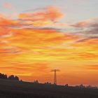 Morgenrot und Elbenebel bei den Gipfeln der Sächsischen Schweiz