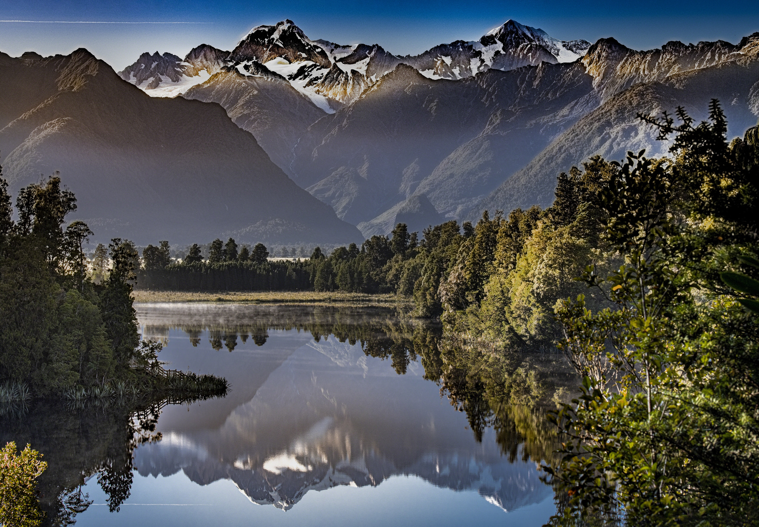 Morgens am Mount Cook und Mount Tasman in Neuseeland