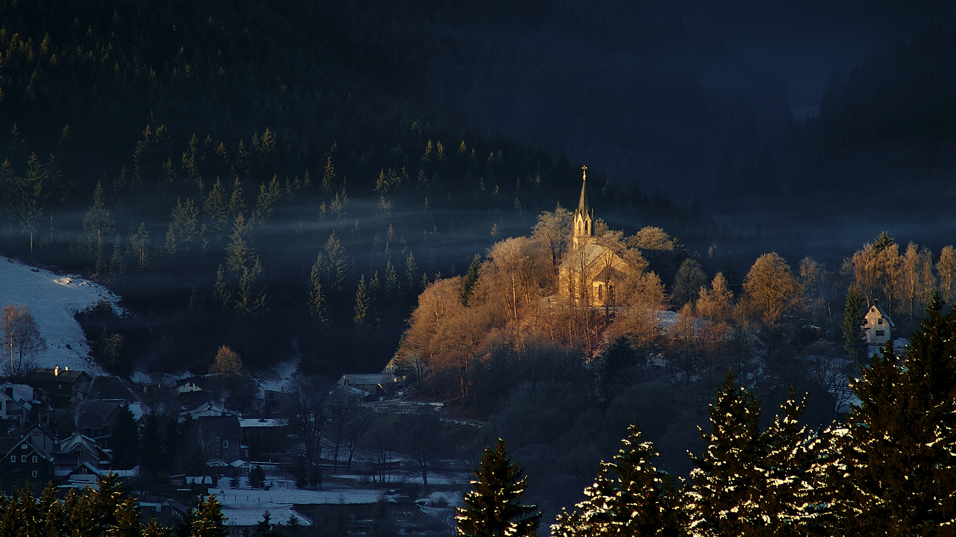 Morgens am Weidmannsheil - Blick nach Scheibe Alsbach