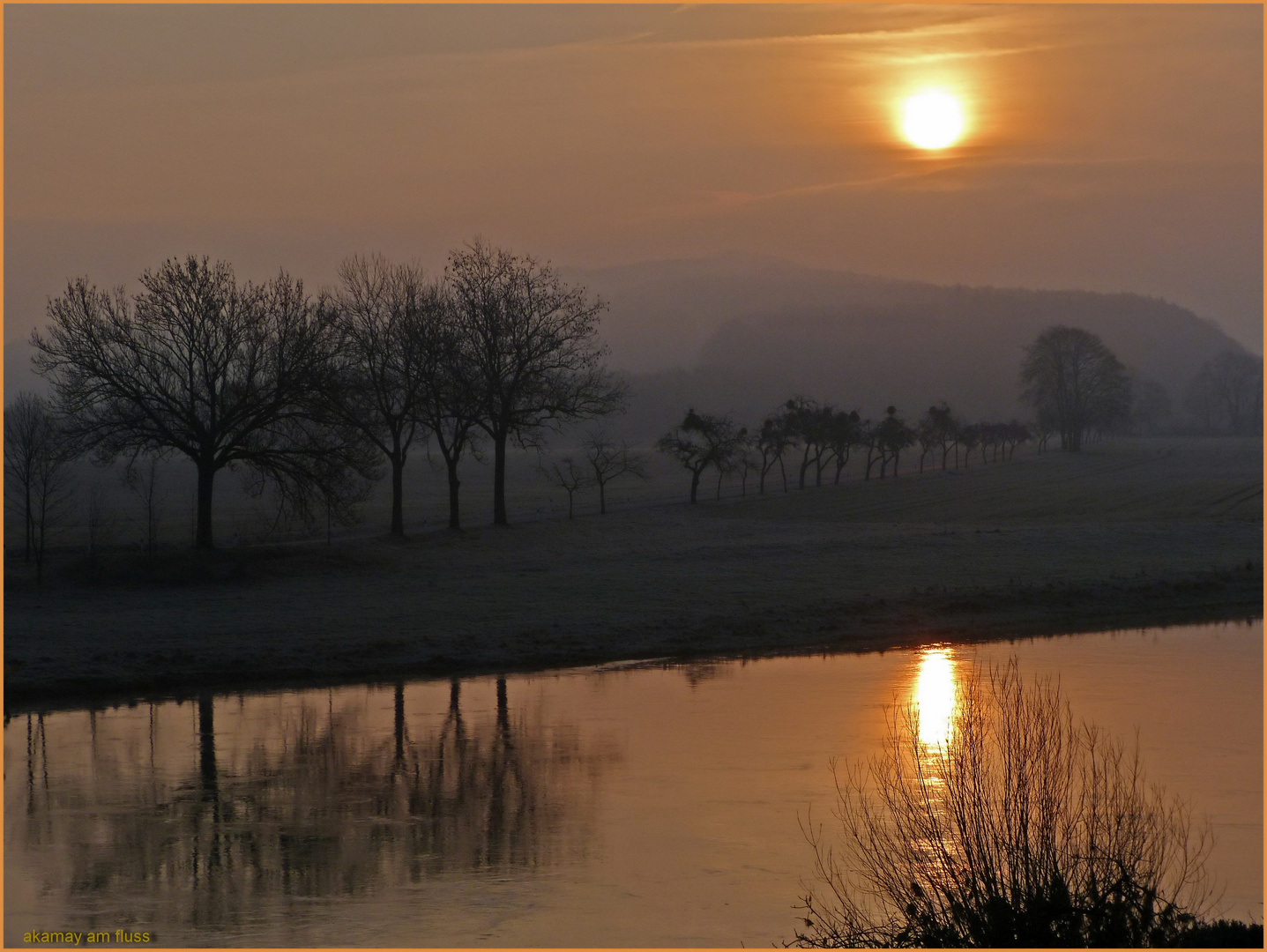 Morgens am Weserradweg in Polle - Am Heidbrink-In den Eichen