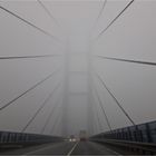Morgens auf der Hochbrücke über den Strelasund - Teil der neuen Sundquerung...  