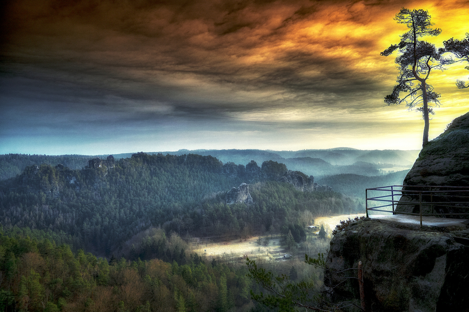 Morgens in der Sächsischen Schweiz