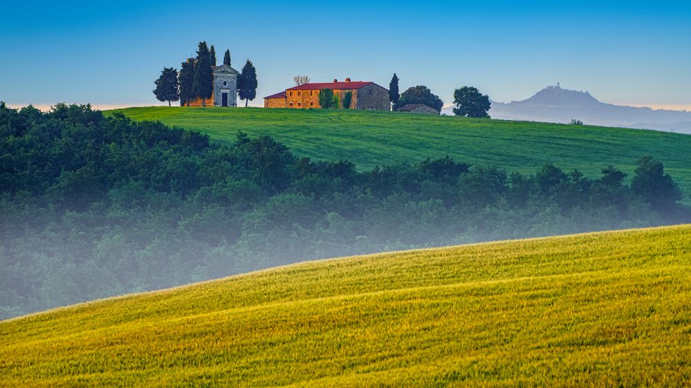 Morgens in der Toskana, Vitaleta Kapelle, 2014.06.07.