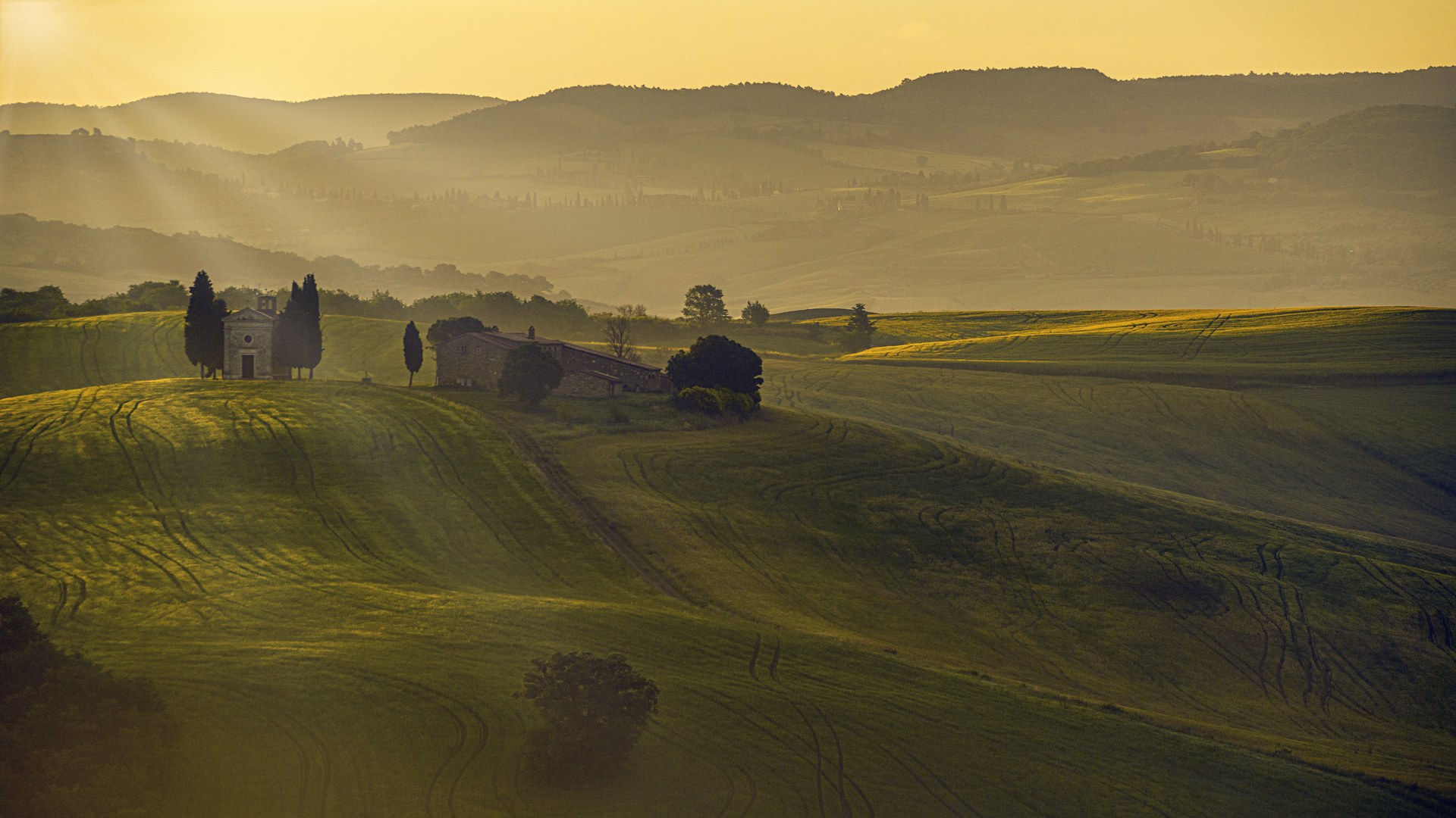 Morgens in der Toskana, Vitaleta Kapelle, 2014.06.07