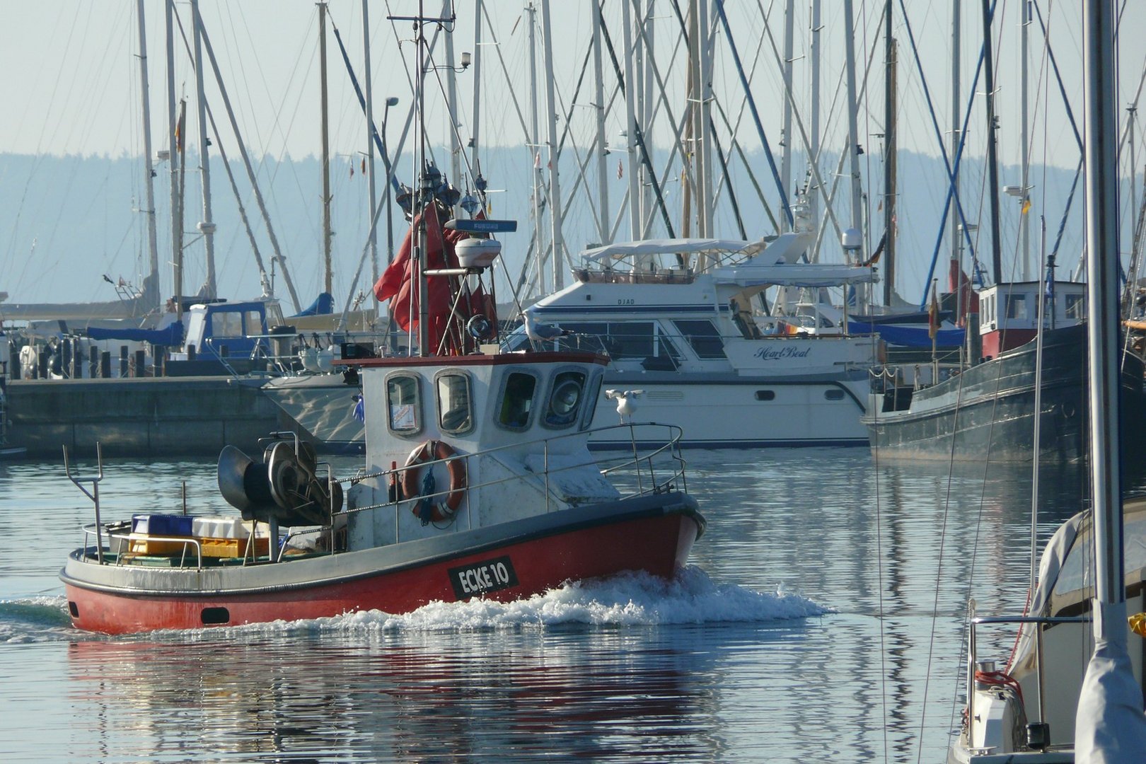 Morgens in Eck. Fischerboot kommt rein