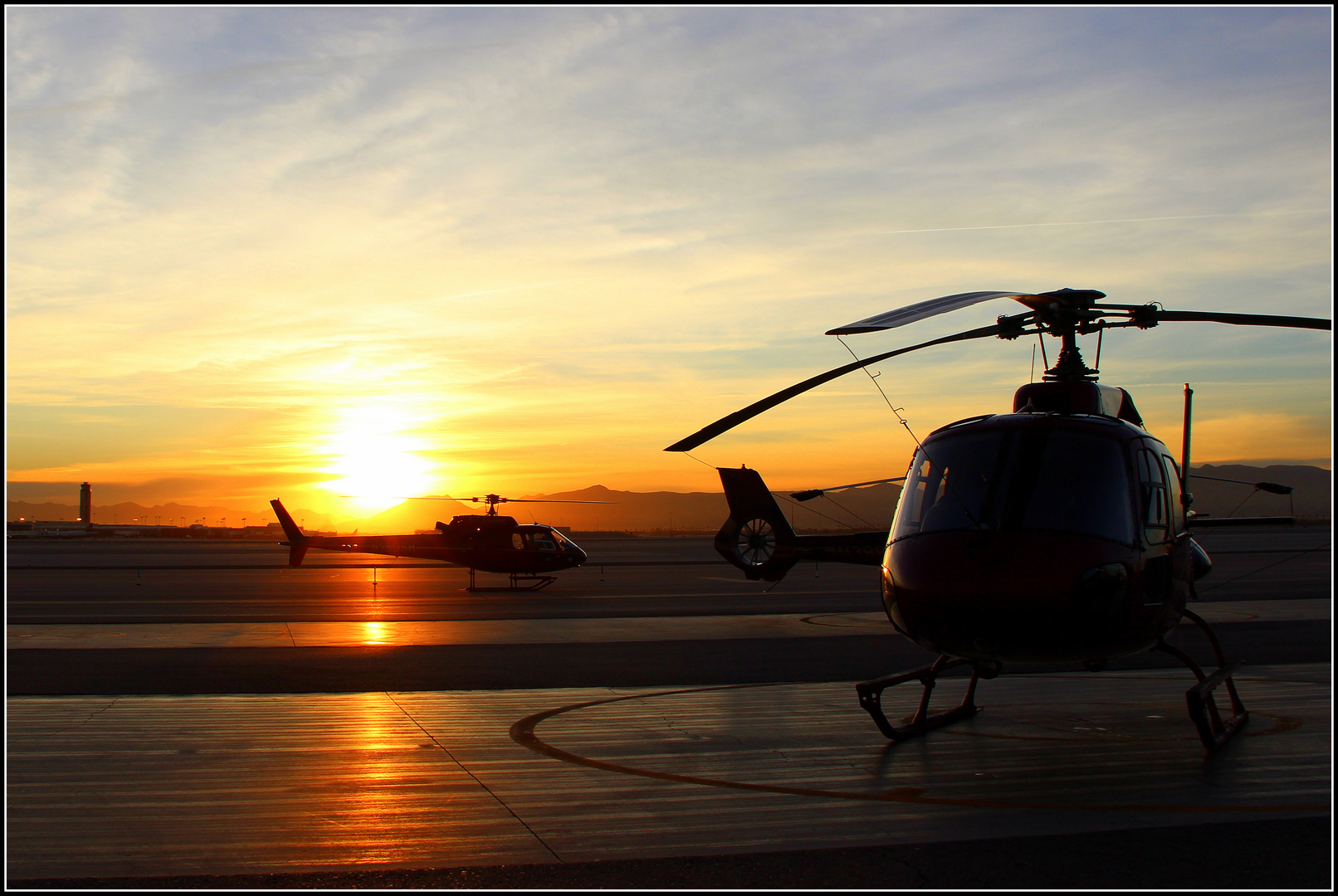 Morgensonne am Flugplatz in Las Vegas