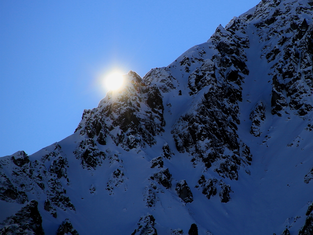 Morgensonne am Grat der Ritzenspitze, Gargellen im Montafon