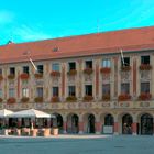 Morgenstimmung am Marktplatz in Memmingen um 8:00 Uhr