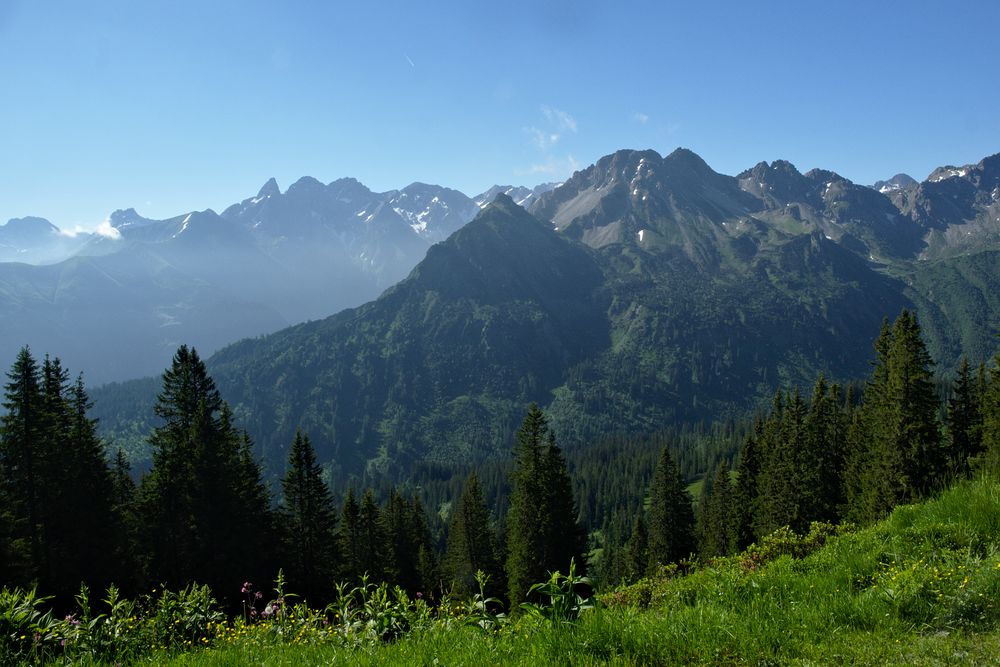 Morgenstimmung auf dem Weg zur Fiderepasshütte