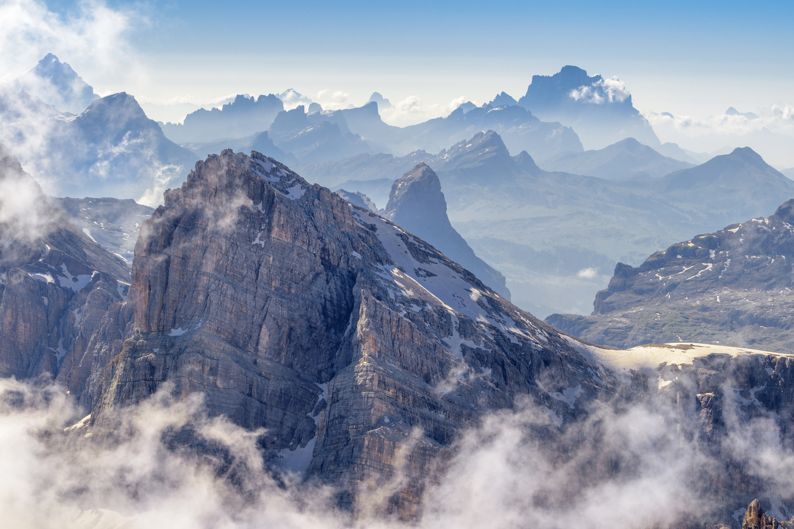 Morgenstimmung in den Dolomiten (Puez, Dolomiten, Südtirol)