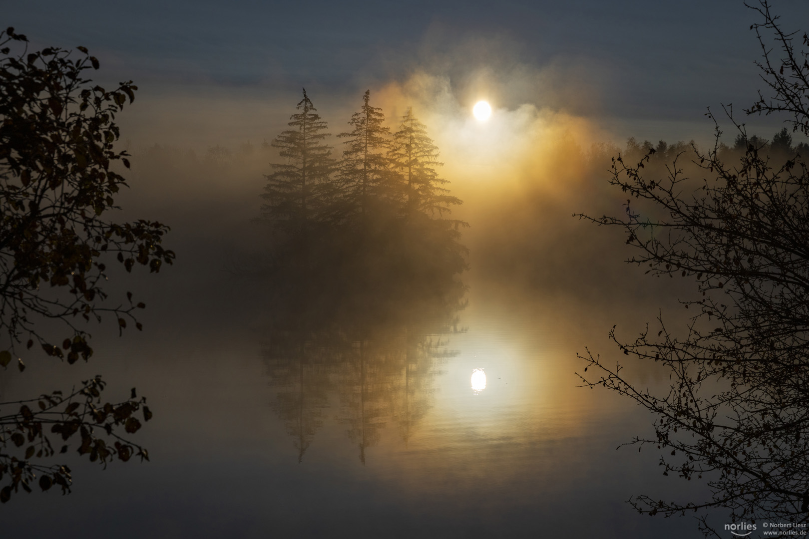 Morgenstimmung mit Nebel am See