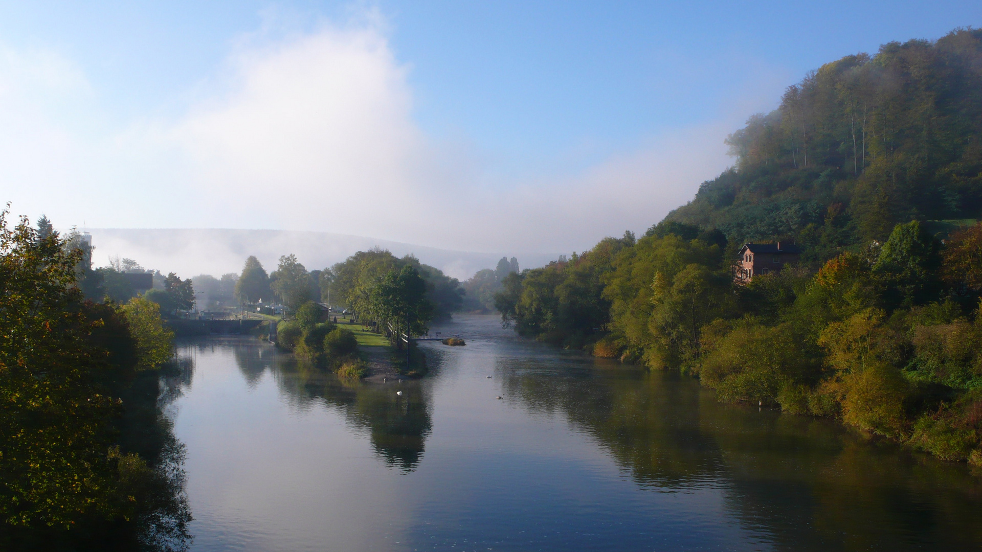 Morgenstimmung über der Fulda in Hann. Münden