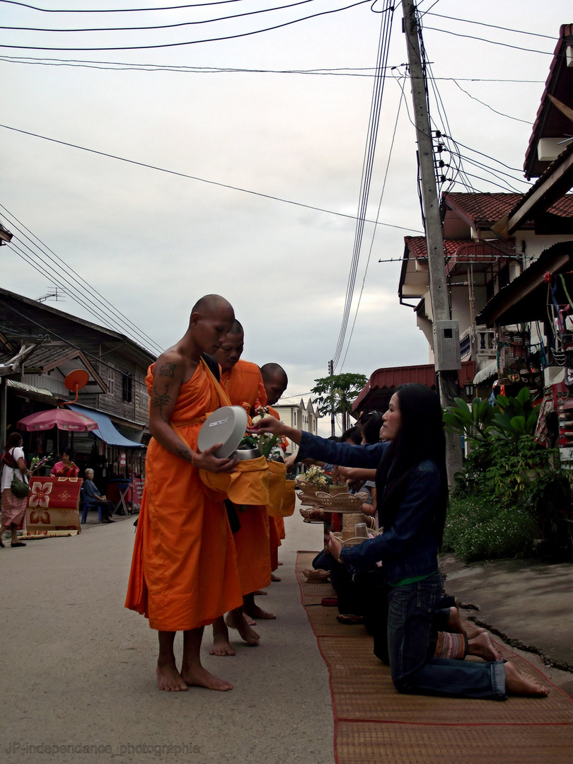 Morning breakfast service for monk